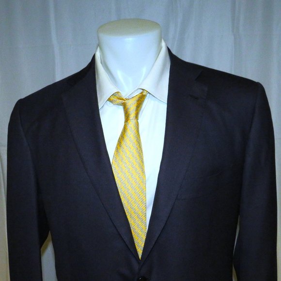 Kiton 14 Microns Super 180 Navy Blue Hopsack Two Button Sport Coat 40R